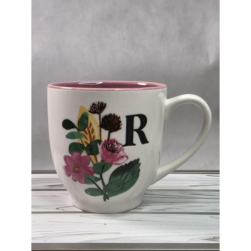 Modern Expressions Floral Monogram Mug Letter R - 13.5 FL OZ